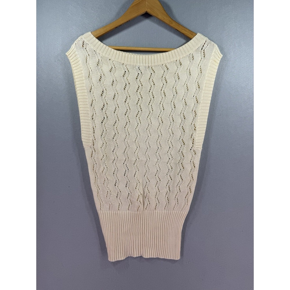 Vintage Caché Ivory Knit Sweater Vest Womens XS Academia Preppy Fisherman 00s - Picture 6 of 8